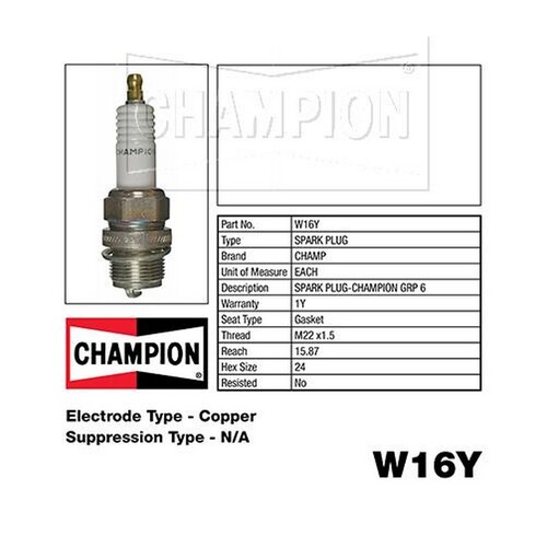 2x New CHAMPION Performance Driven Quality Industrial Spark Plug #W16Y