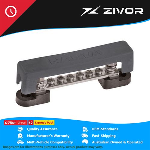 New Genuine NARVA Black Tin-Plated Brass Marine Bus Bar 6 X M4 Studs #56284BL