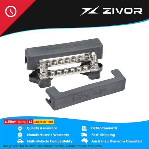 New Genuine NARVA Black Tin-Plated Brass  Marine Bus Bar 12 X M4 Studs #56285BL
