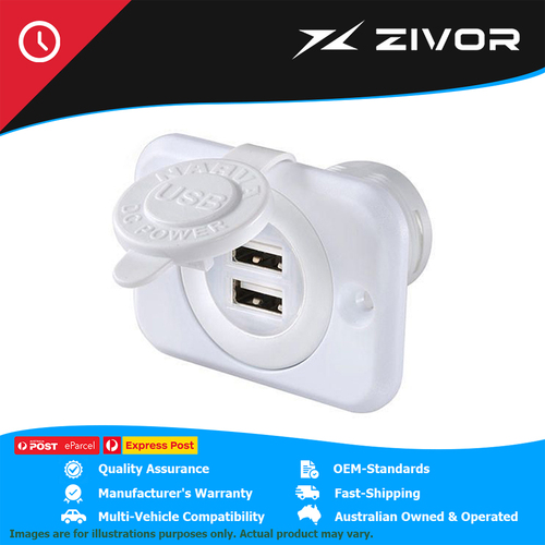 New Genuine NARVA Dual Usb Socket Flush Mount White - 1 Pce #81134WBL