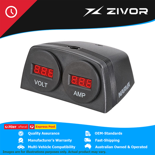 New Genuine NARVA Amp/Volt Meter Twin Socket #81178BL