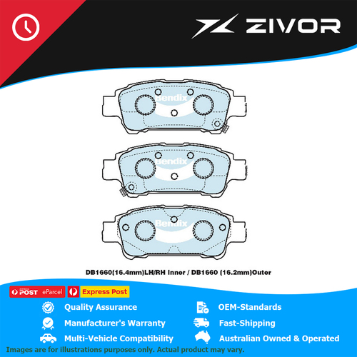 BENDIX Brake Pads Rear For Toyota Alphard Avensis Estima Tarago #DB1660GCT