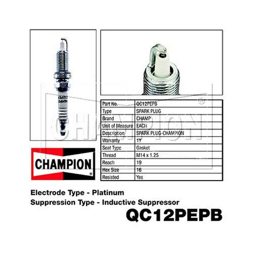 CHAMPION Performance Driven Quality Marine / Motorcycle Spark Plug #QC12PEPB