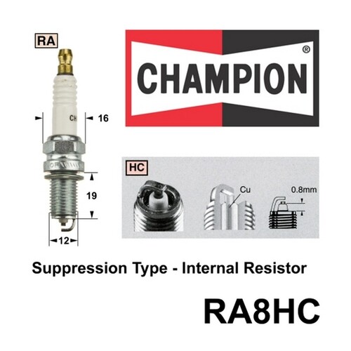 New CHAMPION Performance Driven Quality Industrial Spark Plug #RA8HC