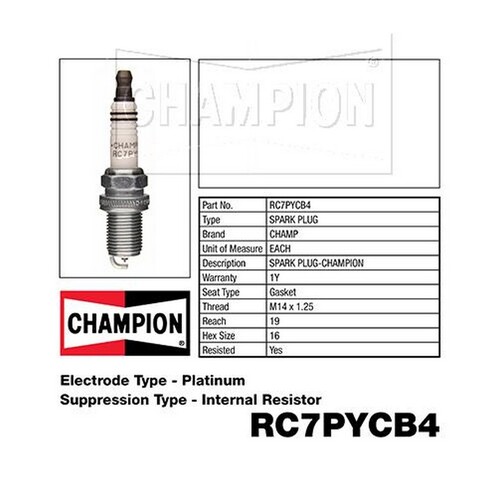 CHAMPION Performance Driven Quality Platinum Spark Plug For Honda #RC7PYCB4