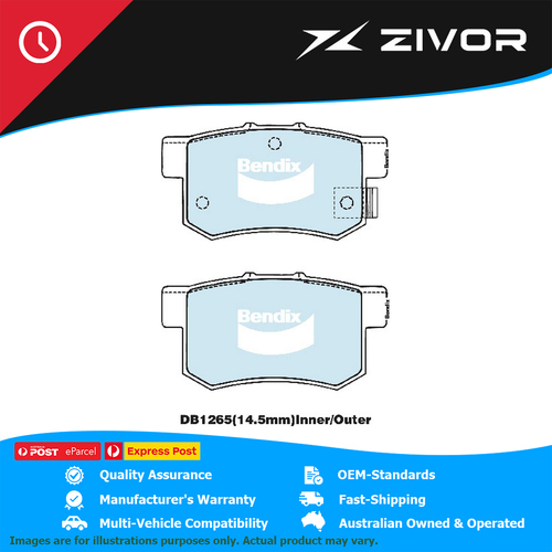 New Genuine BENDIX Rear Brake Pads Set - General CT For Honda #DB1265GCT