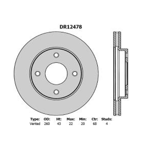 New Genuine PROTEX Rotor - Front #DR12478