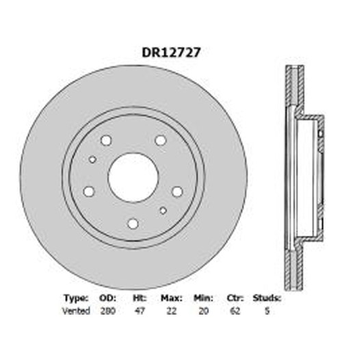 New Genuine PROTEX Rotor - Front #DR12727