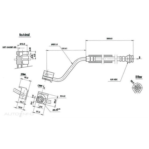 New Genuine PROTEX Hydraulic Hose - Front #H1774