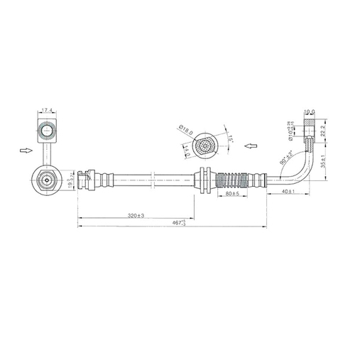 New Genuine PROTEX Hydraulic Hose - Front #H3434