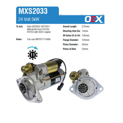 New Genuine OEX Starter Motor #MXS2033
