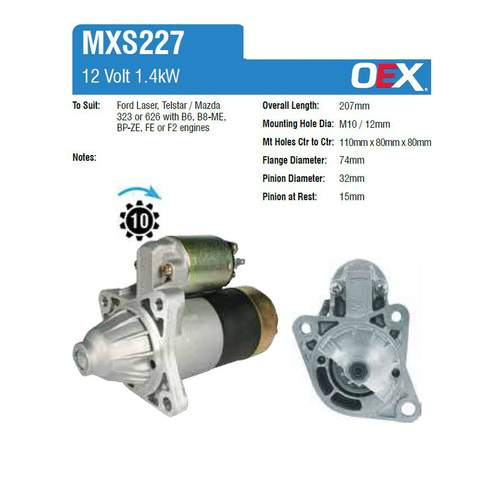 New Genuine OEX Starter Motor #MXS227