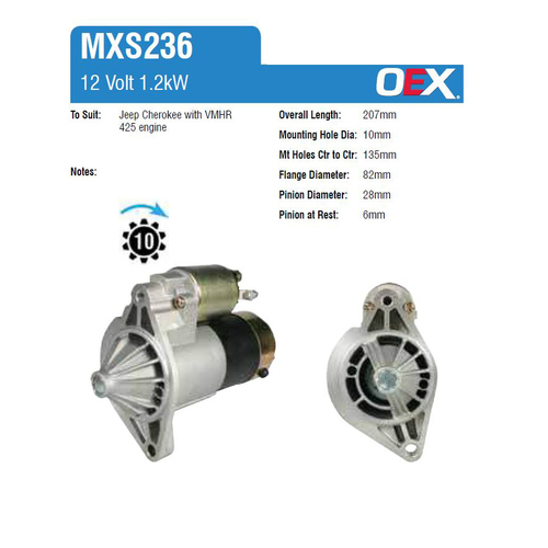 New Genuine OEX Starter Motor #MXS236