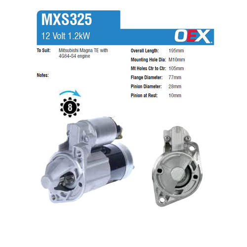 New Genuine OEX Starter Motor #MXS325