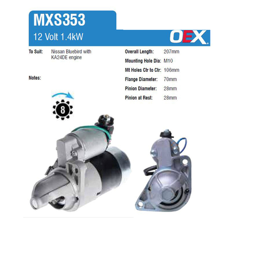 New Genuine OEX Starter Motor #MXS353