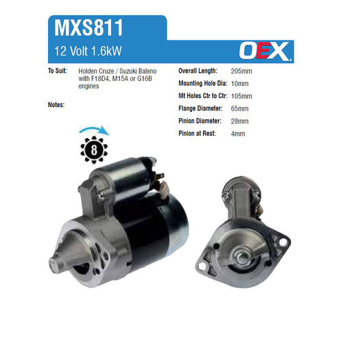 New Genuine OEX Starter Motor #MXS811
