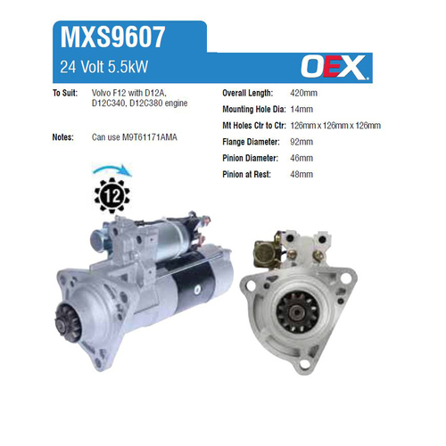 New Genuine OEX Starter Motor #MXS9607