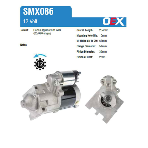 New Genuine OEX Starter Motor #SMX086